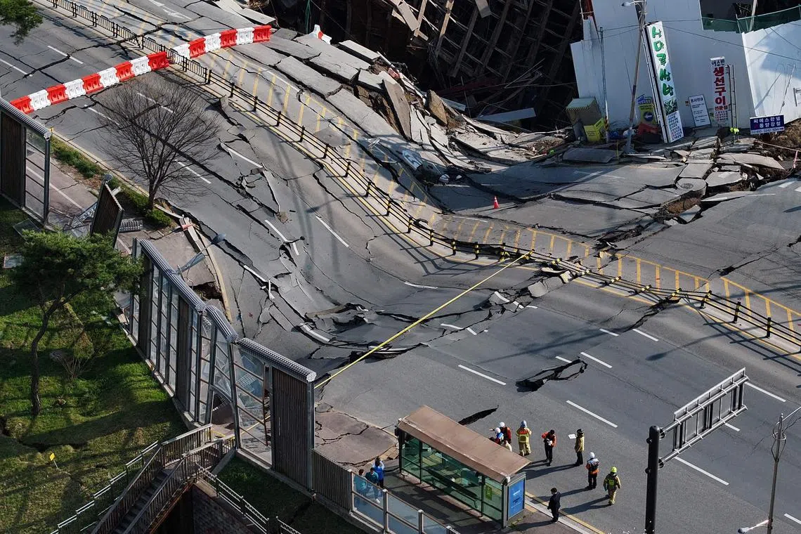 South Korea’s National Fire Agency said the collapse occurred during “tunnel reinforcement work”.