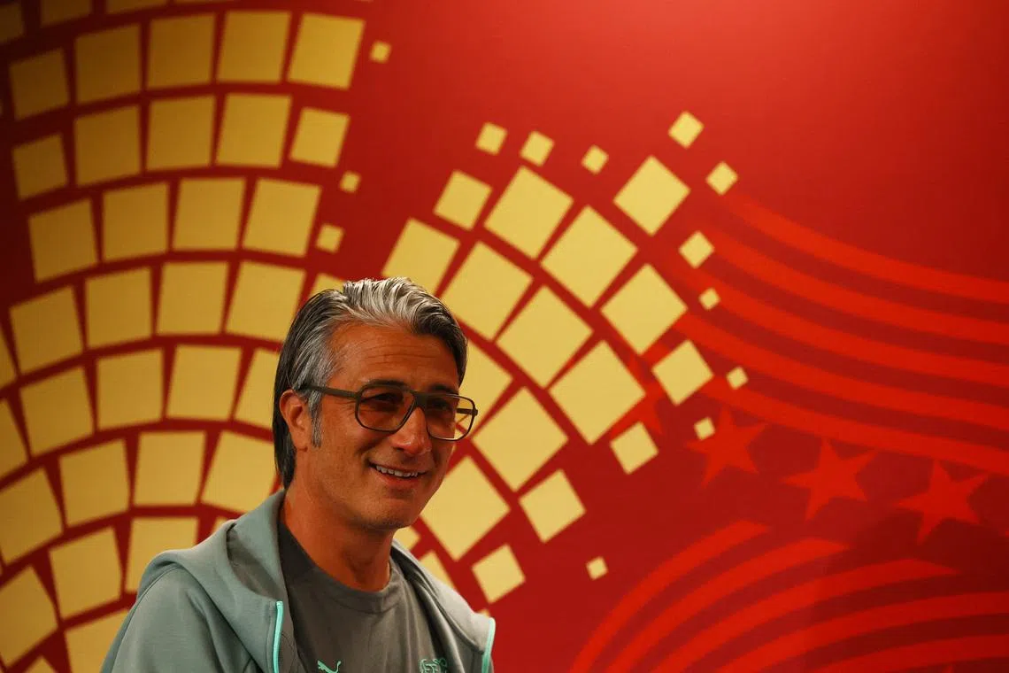 Soccer Football - FIFA World Cup 2026 - Switzerland Press Conference - BC Place, Vancouver, Canada - June 23, 2026 Switzerland coach Murat Yakin arrives for the press conference REUTERS/Albert Gea