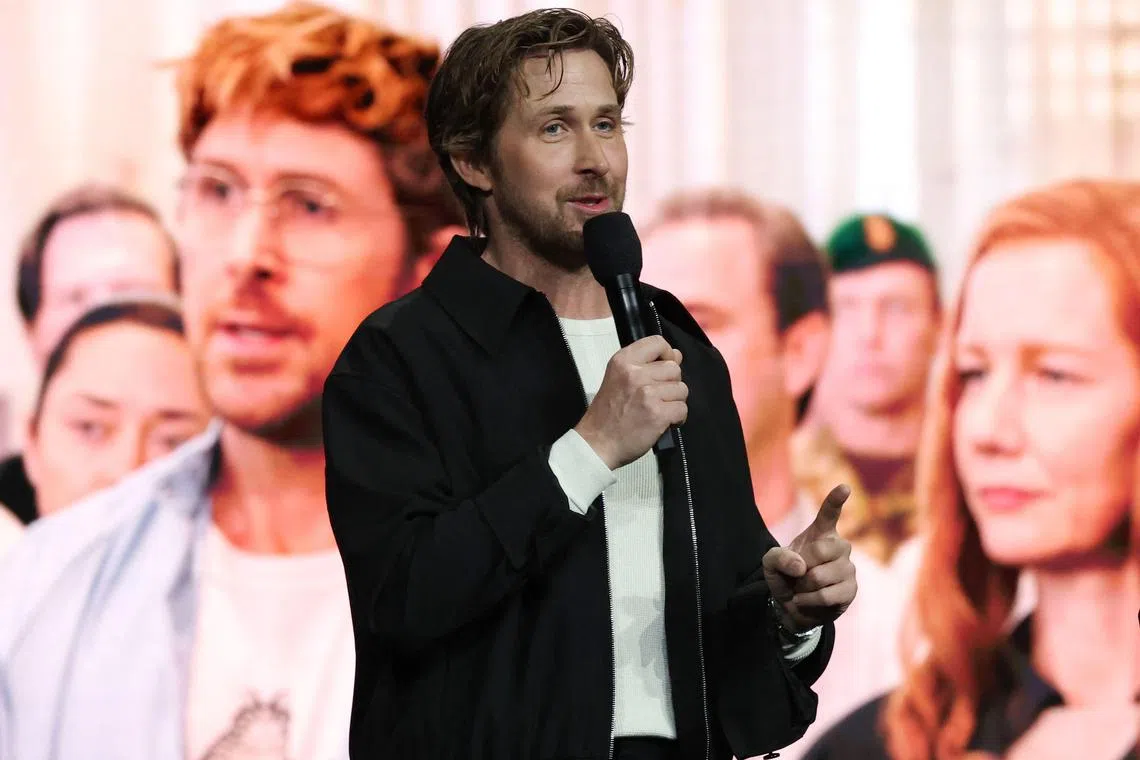 Canadian actor Ryan Gosling at the CinemaCon 2025 Amazon MGM Studios presentation at The Colosseum at Caesars Palace in Las Vegas, Nevada on April 2, 2025. 