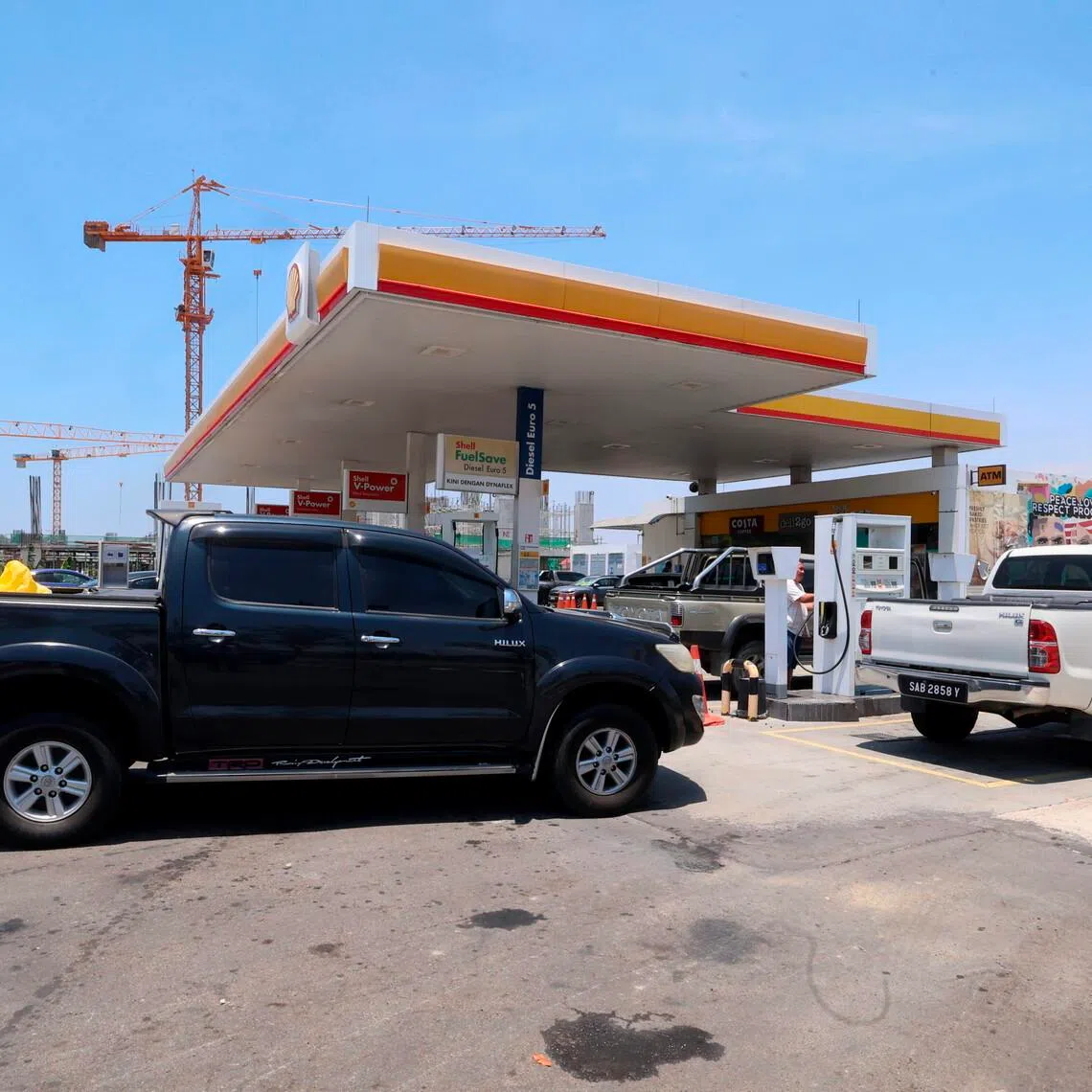 Trucks refuelling at a Shell station in Sabah on March 27.