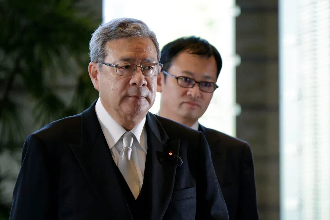 Hiroshi Nakatsuka, the newly appointed Minister for Regulatory Reform, arriving at the Prime Minister’s Office in Tokyo on Sept 17.