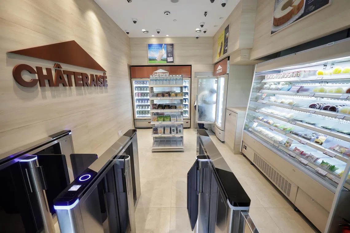The unmanned Chateraise store, first in Singapore, as seen at Le Quest Shopping Mall on Feb 26, 2024. Japanese confectionary company Chateraise is opening its first unmanned store in Singapore in March. ST gets an exclusive first look at the new space ahead of the official media preview in March.