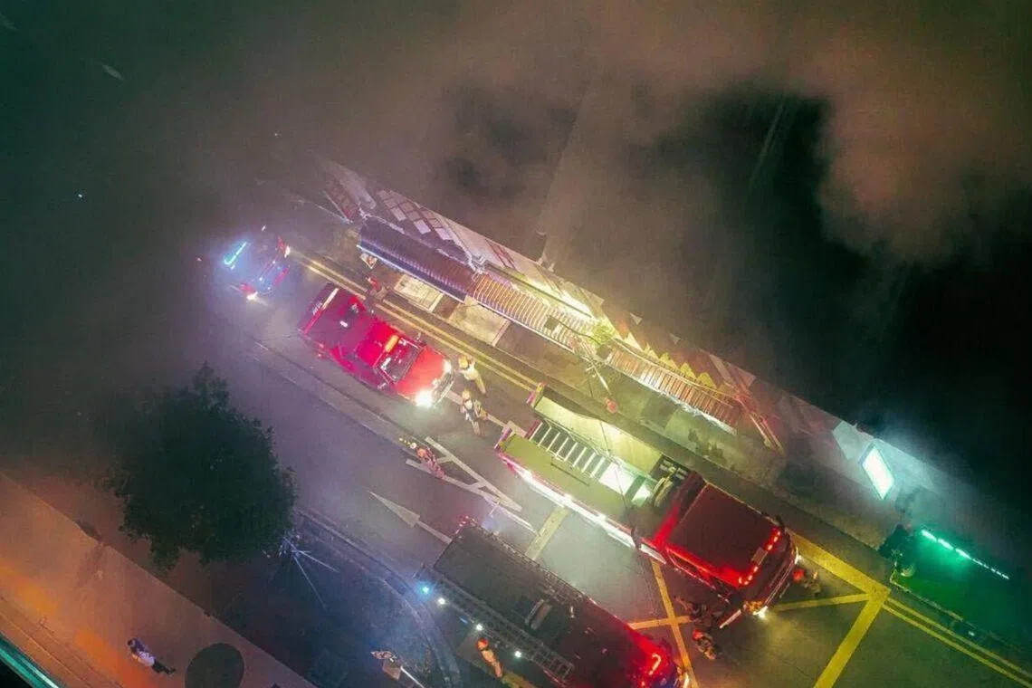 The Singapore Civil Defence Force said it was alerted to a fire at 52 Smith Street at about 2.10am. 