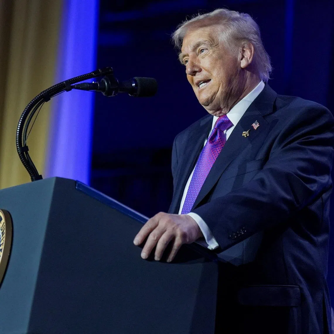 U.S. President Donald Trump speaks during the National Prayer Breakfast in Washington, D.C., U.S., February 5, 2026. REUTERS/Al Drago
