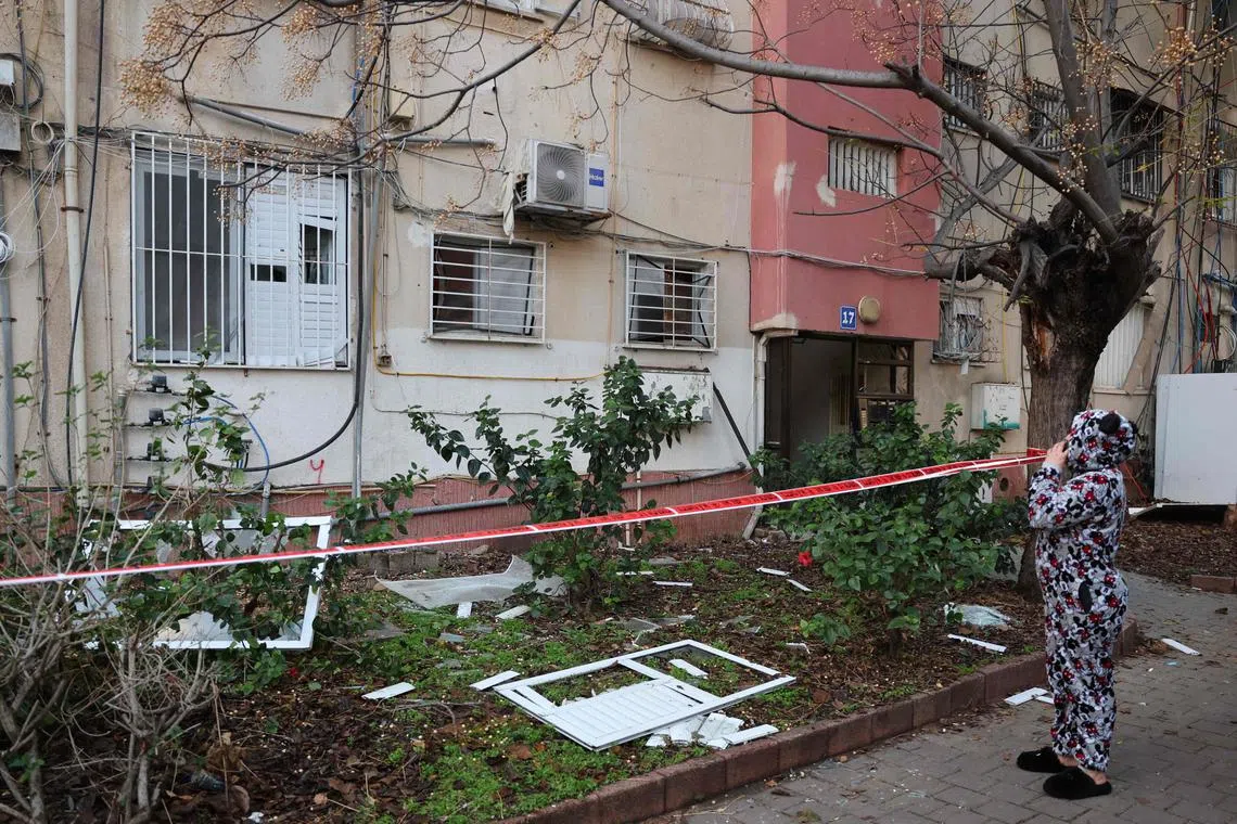 The site where a projectile fired from Yemen landed in Tel Aviv on Dec 21.