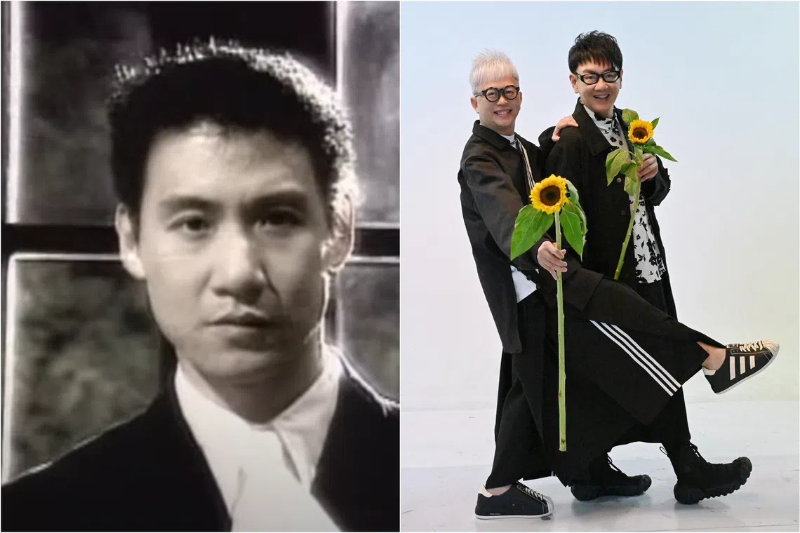 The 1990s song Wait Until Flowers Wither by Jacky Cheung (left) is composed by Singaporean songwriter-music producer Lee Wei Song (right), with its Mandarin lyrics penned by Dr Ng King Kang.