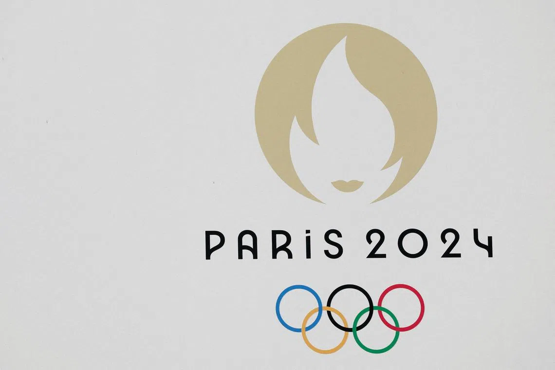 FILE PHOTO: A view shows the logo of the Paris 2024 Olympic and Paralympic Games, in Paris, France, March 19, 2024. REUTERS/Benoit Tessier/File Photo