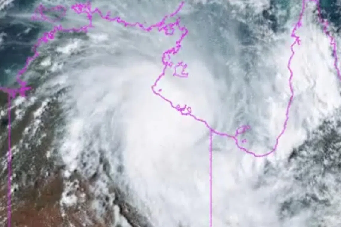 The Category 3 storm pummelled the area with heavy rainfall and intense winds of around 170kmh to 200kmh, according to the Bureau of Meteorology. 