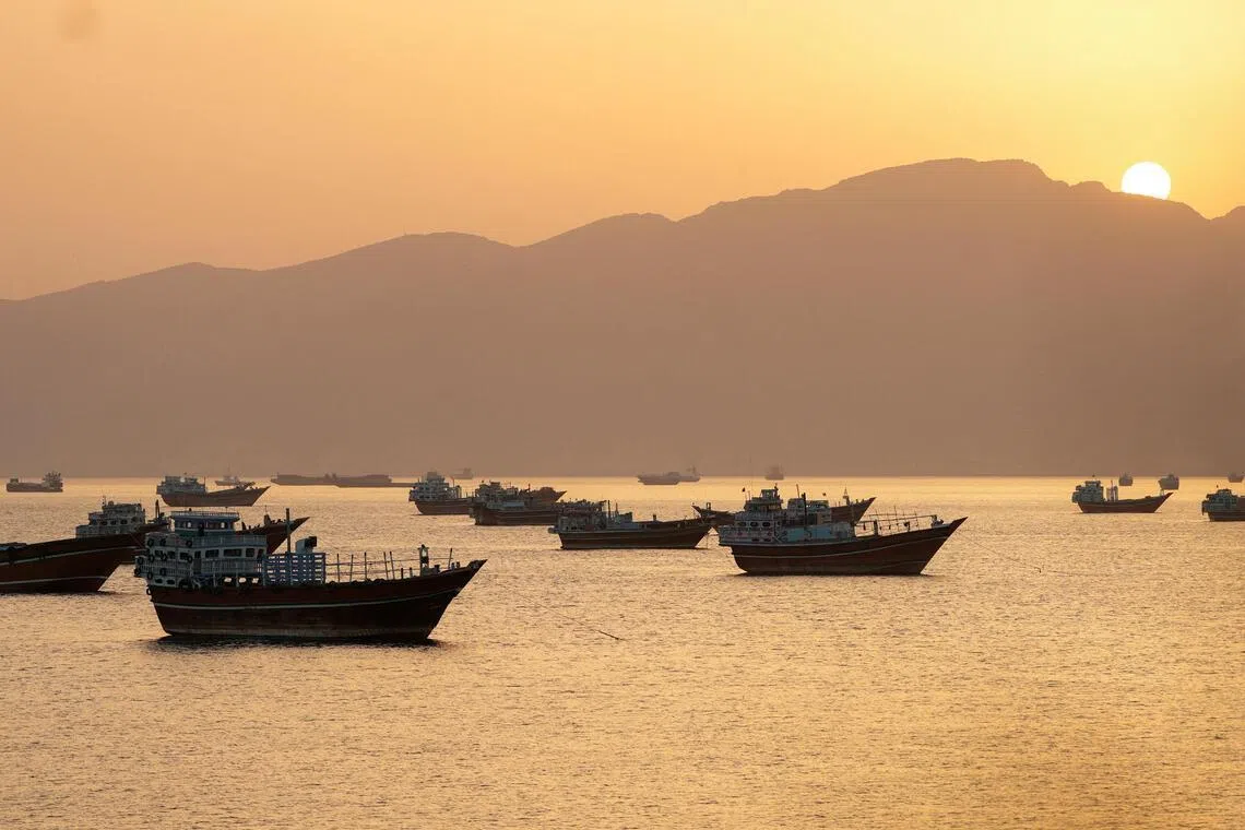 Vessels in the Strait of Hormuz, Musandam, Oman, on May 18. 