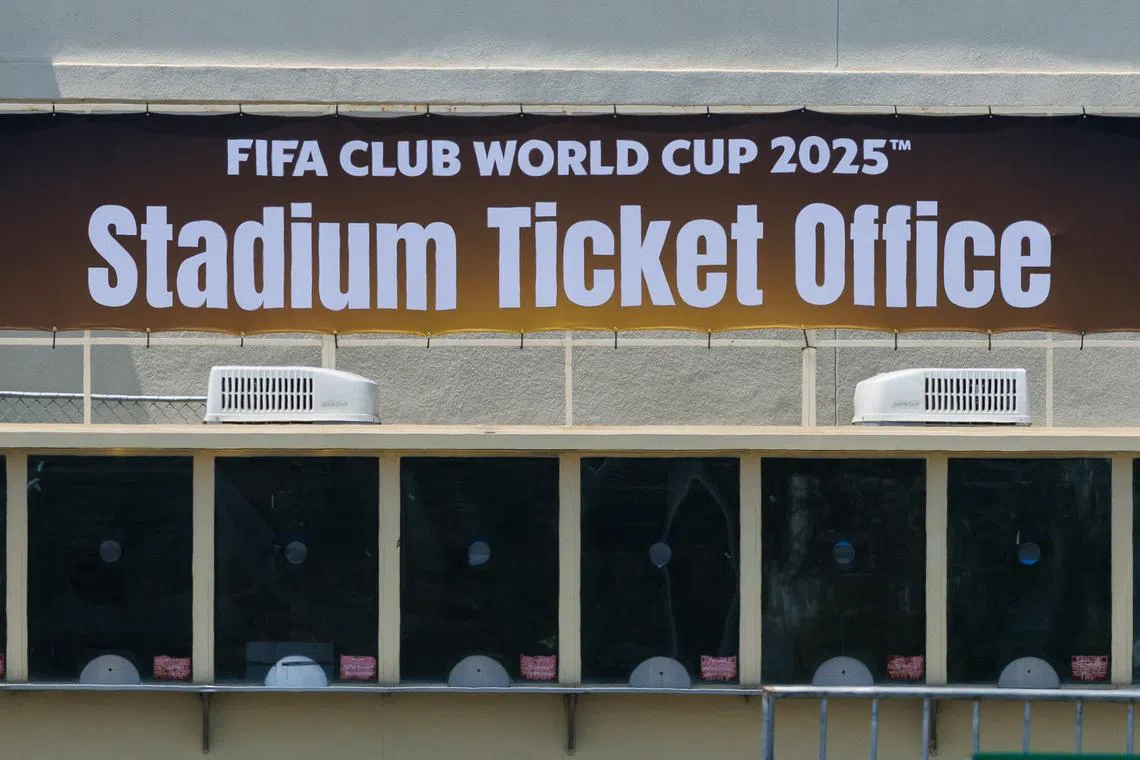 Soccer Football - Club World Cup - Rose Bowl prepares for Club World Cup in California - Pasadena, California, U.S. -  June 11, 2025 A ticket office is shown ahead of the opening game between Paris St Germain and Atletico Madrid REUTERS/Mike Blake