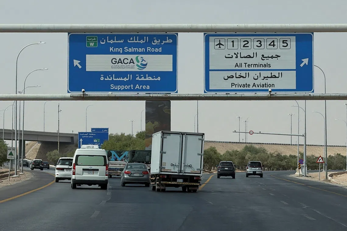 General view of the highway leading to the King Khalid International Airport in Riyadh, Saudi Arabia, on Oct 12.