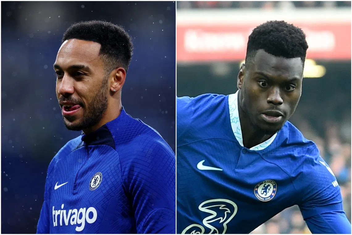 Pierre-Emerick Aubameyang (left) and Benoit Badiashile will not be in Chelsea's Champions League squad for the rest of the season.
