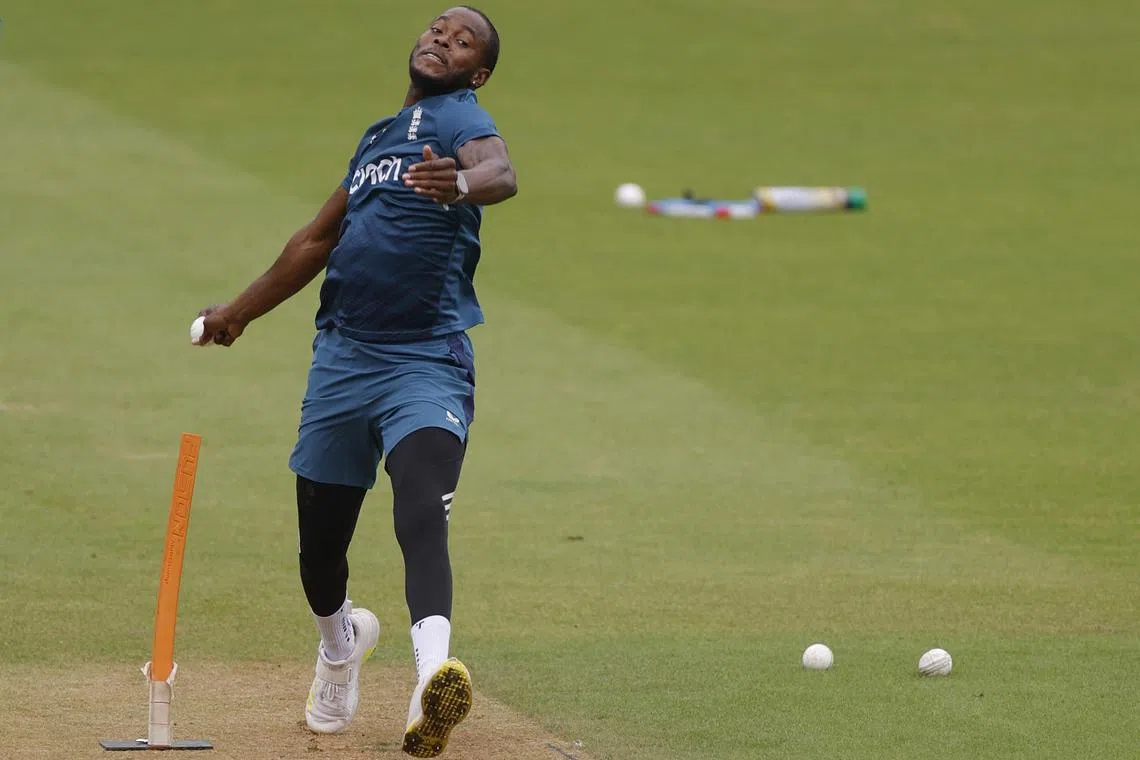FILE PHOTO: Cricket - One Day International - England Practice Sessions - The Oval, London, Britain - September 12, 2023 England's Jofra Archer during practice Action Images via Reuters/Andrew Couldridge/File Photo