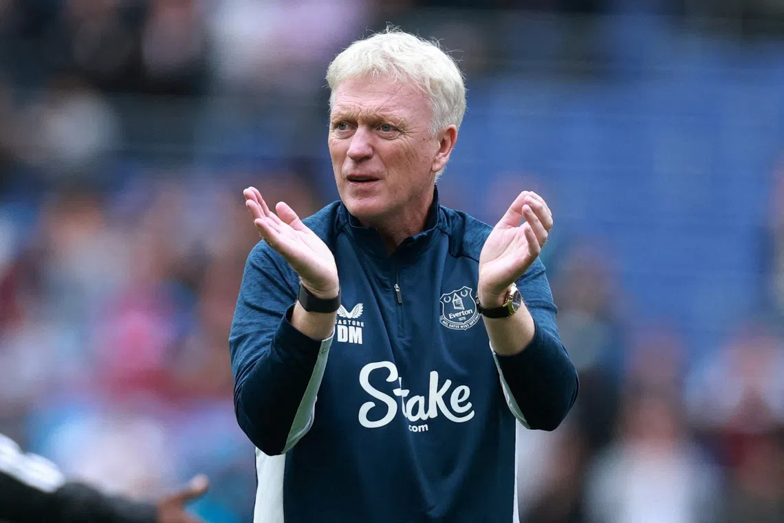 FILE PHOTO: Soccer Football - Premier League - Everton v Aston Villa - Hill Dickinson Stadium, Liverpool, Britain - September 13, 2025 Everton manager David Moyes reacts after the match REUTERS/Phil Noble/ File Photo