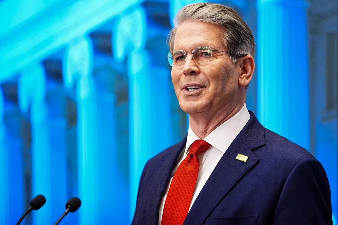 FILE PHOTO: U.S. Treasury Secretary Scott Bessent speaks during a press conference in Washington, D.C., U.S., December 17, 2025. REUTERS/Aaron Schwartz/File Photo