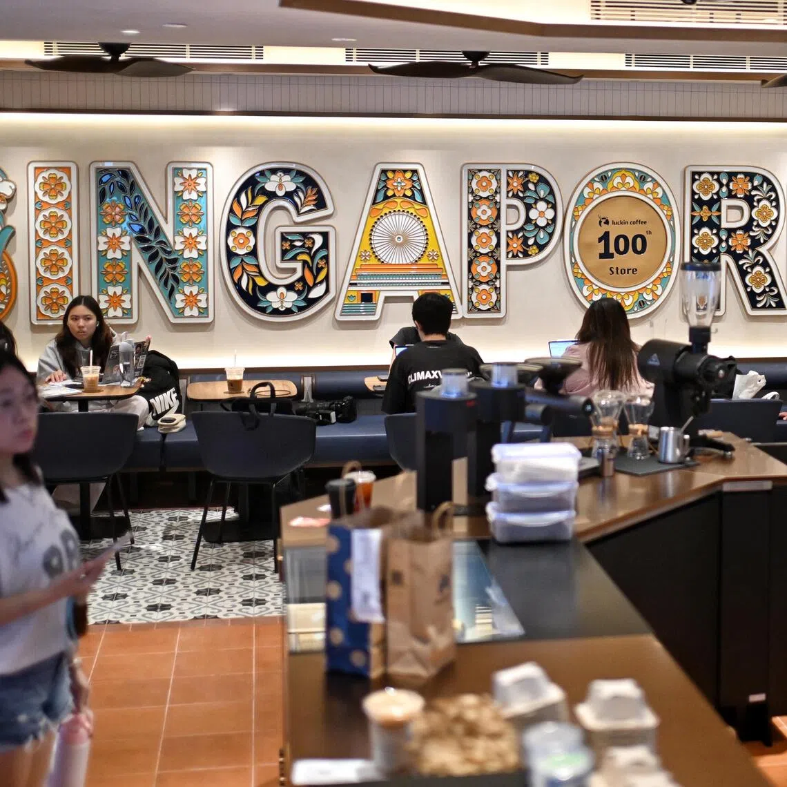 Luckin Coffee Singapore’s 100th store at Bugis Junction on Sept 24.