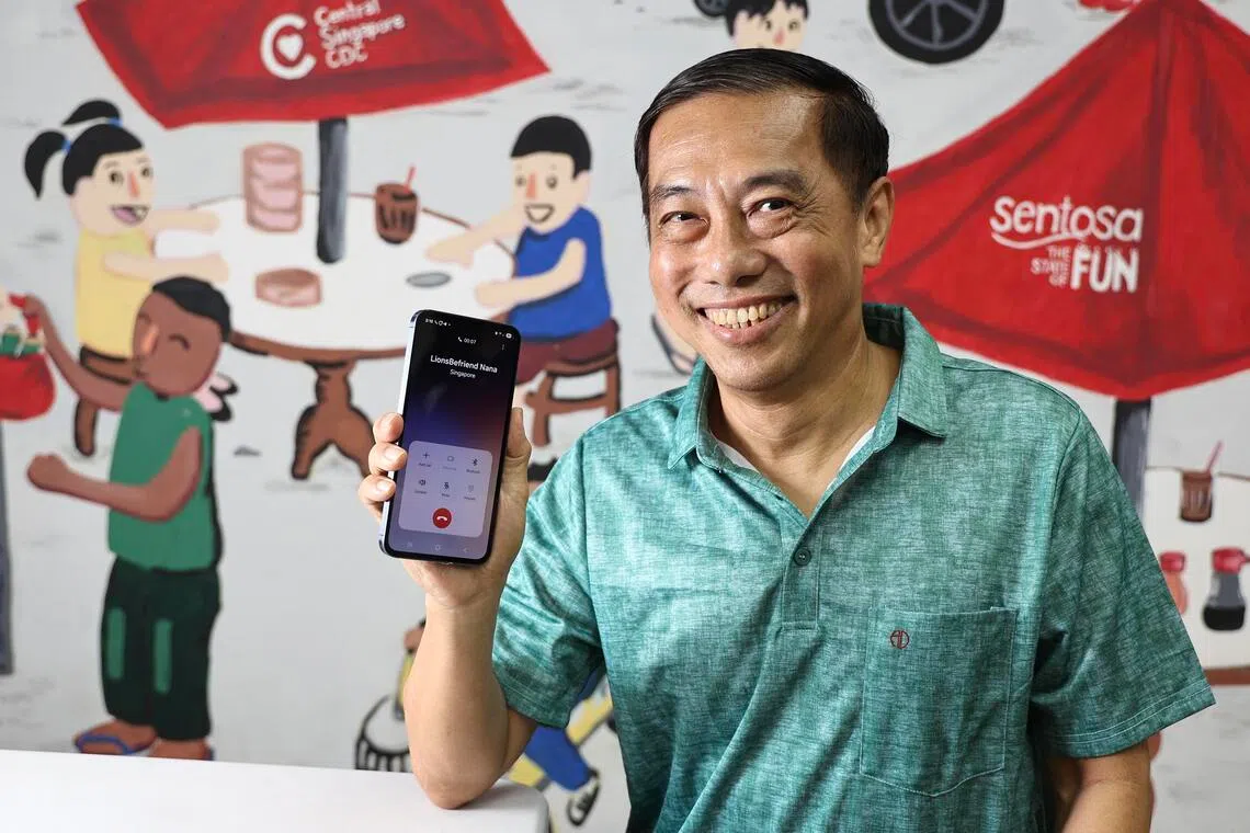 jtlions10 - ST20251107_202595200178 /Hester Tan/ jtlions10/ Social service agency Lions Befriender is using a human-like voice assistant to reach out to seniors under its care. Pictured beneficiary Mr Tan Hwee Leng, 66 years old using the service at Blk 150 Mei Ling Street on 7 November 2025.