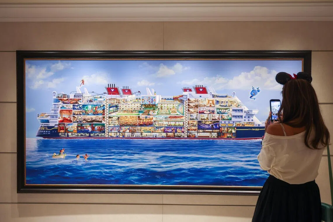 A painting of the Disney Adventure shows the offerings throughout the ship.