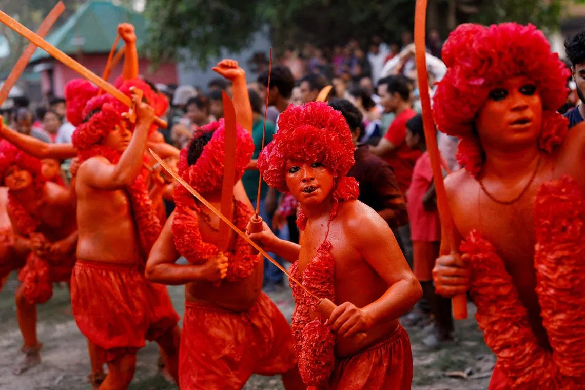 Hindu devotees celebrate the Lal Kach festival to mark the end of Bengali new year, in Munshiganj, Bangladesh, April 13, 2026. REUTERS/Mohammad Ponir Hossain TPX IMAGES OF THE DAY