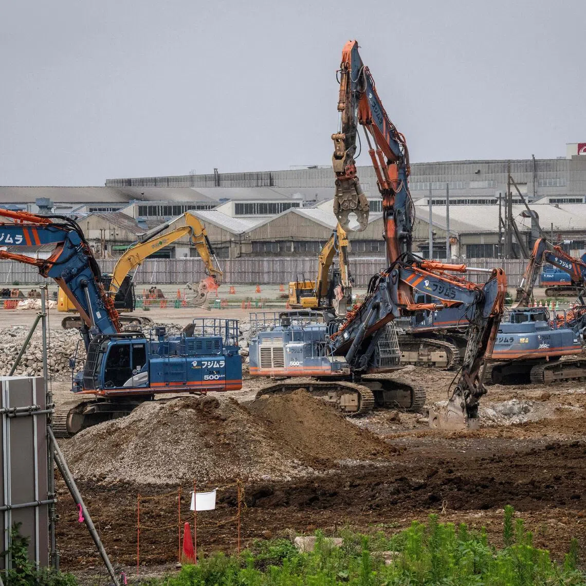 The site of a data centre construction project in Hino, Tokyo prefecture.