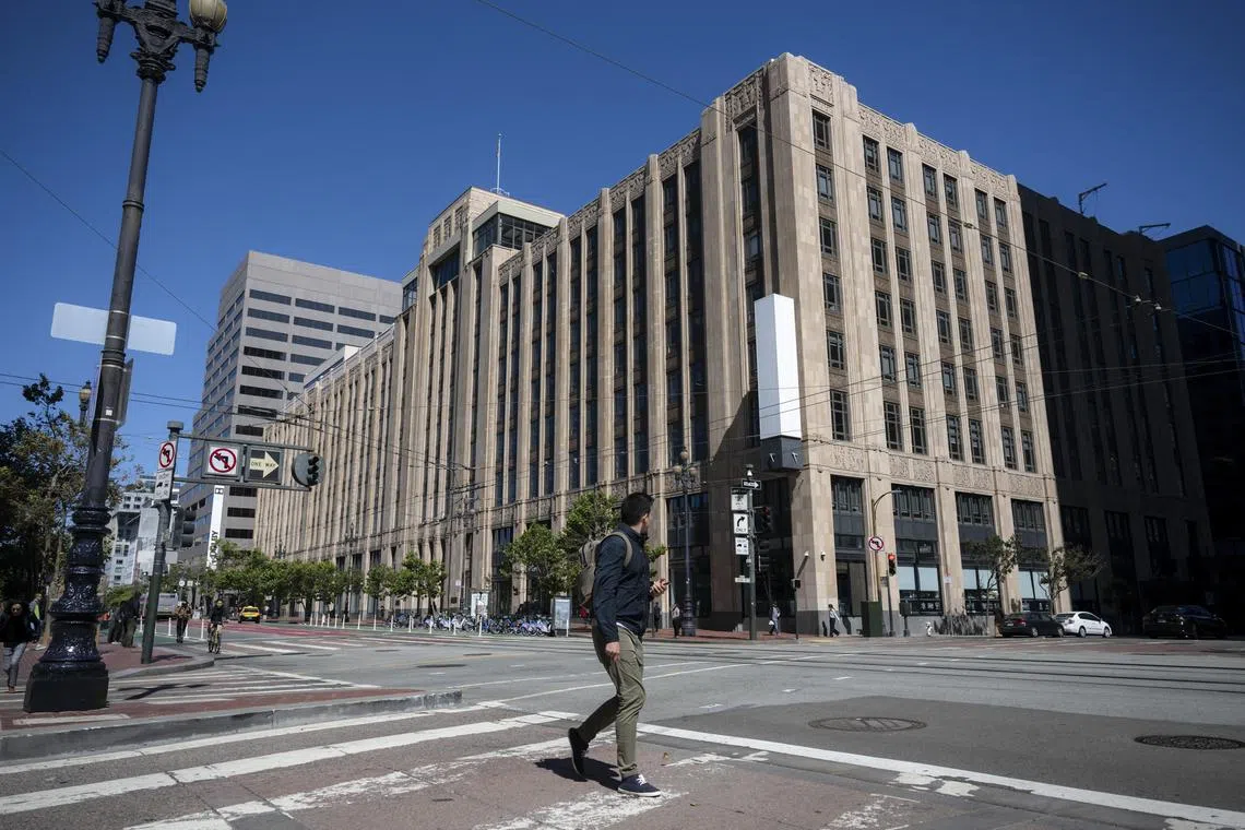 1355 Market Street, home to the headquarters of X, formerly Twitter, in San Francisco, on Aug. 13, 2024. Elon Musk is shuttering his social media company’s headquarters in downtown San Francisco and will move his operations to Texas. (Mike Kai Chen/The New York Times)