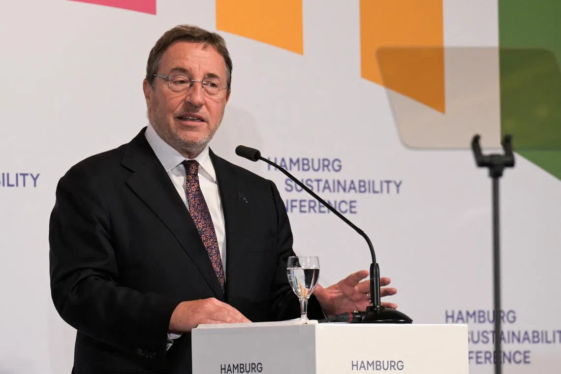 Administrator of United Nations Development Programme (UNDP) Achim Steiner delivers the keynote speech at the Hamburg Sustainability Conference in Hamburg, Germany, October 7, 2024. REUTERS/Fabian Bimmer