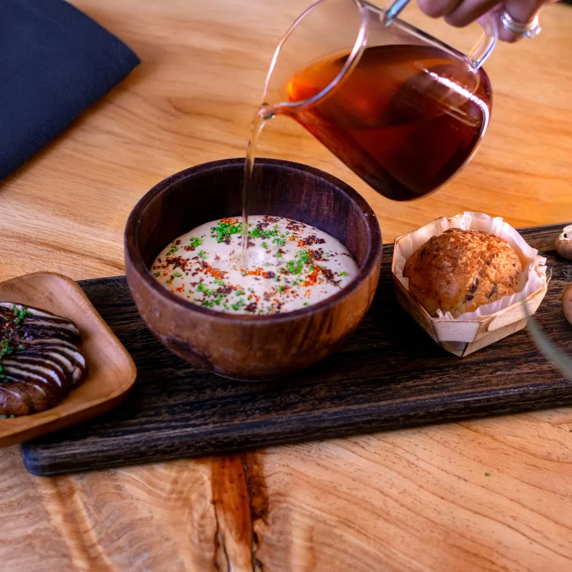 Mushroom Consomme Cappuccino from La Table D'Emma. 