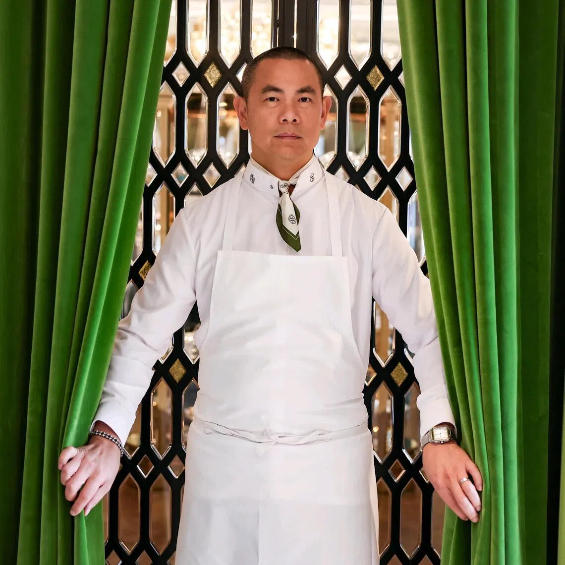 Profile of chef Andre Chiang, 50, outside his restaurant, 1887, at Raffles Hotel on March 27, 2026. ST PHOTO: BRIAN TEO