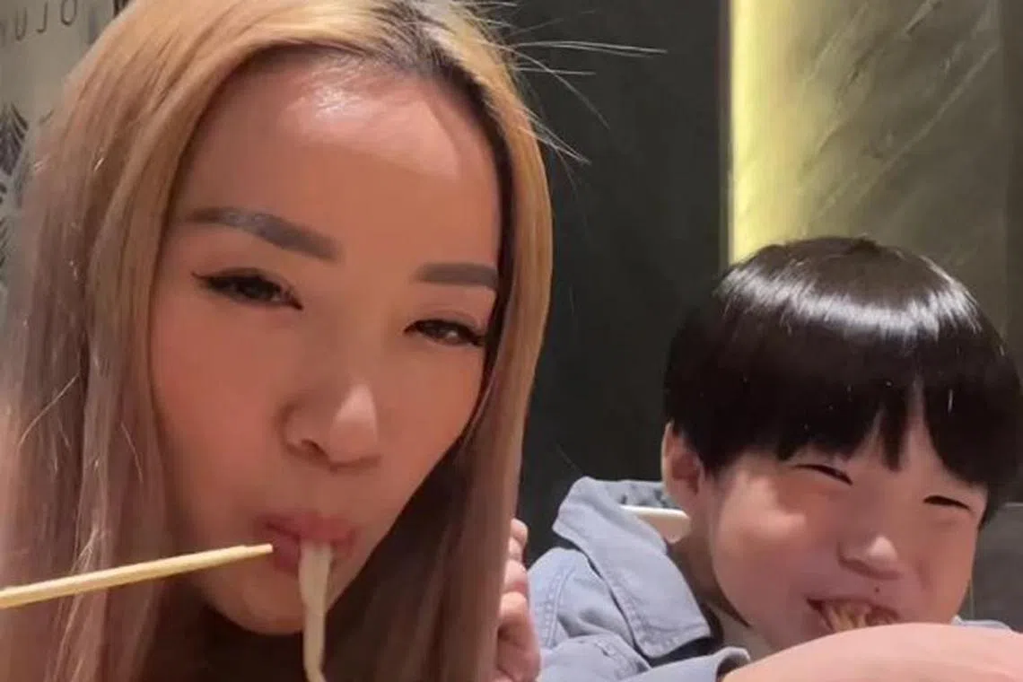 Influencer Naomi Neo with her son Kyzo at Sushi Yujo in Tanjong Pagar Road.