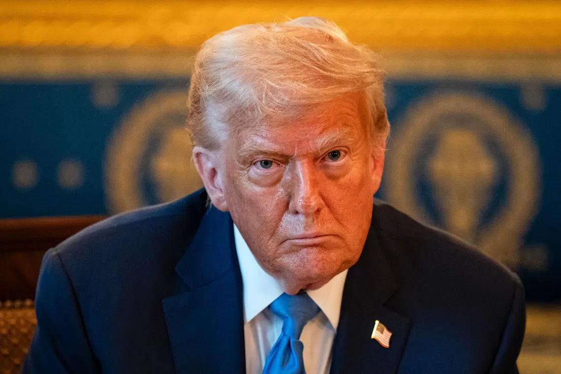 US President Donald Trump during a dinner with Israeli Prime Minister Benjamin Netanyahu, in the Blue Room of the White House in Washington, DC, US, on Monday, July 7, 2025.