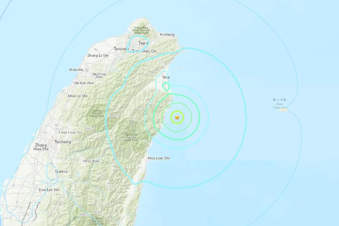 It had a depth of 9km and was just off Taiwan’s north-eastern shore.