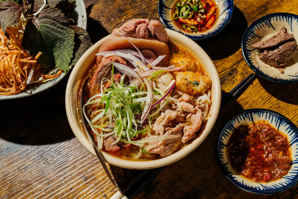 A bowl of bun bo hue, a Vietnamese noodle soup. Millions of people across the world’s hottest places have long known the best way to cool down in the summer is to eat hotter.