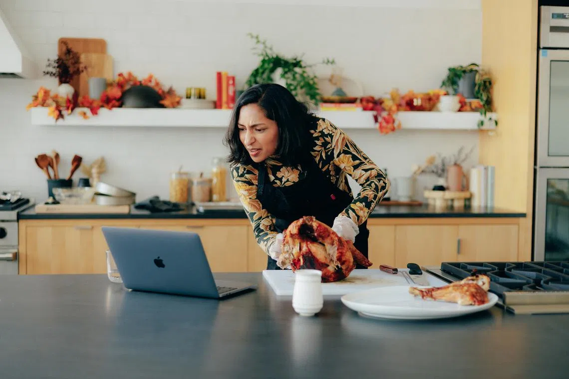 New York Times reporter Priya Krishna tests artificial intelligence-generated recipes in New York, on Oct 26, 2022.