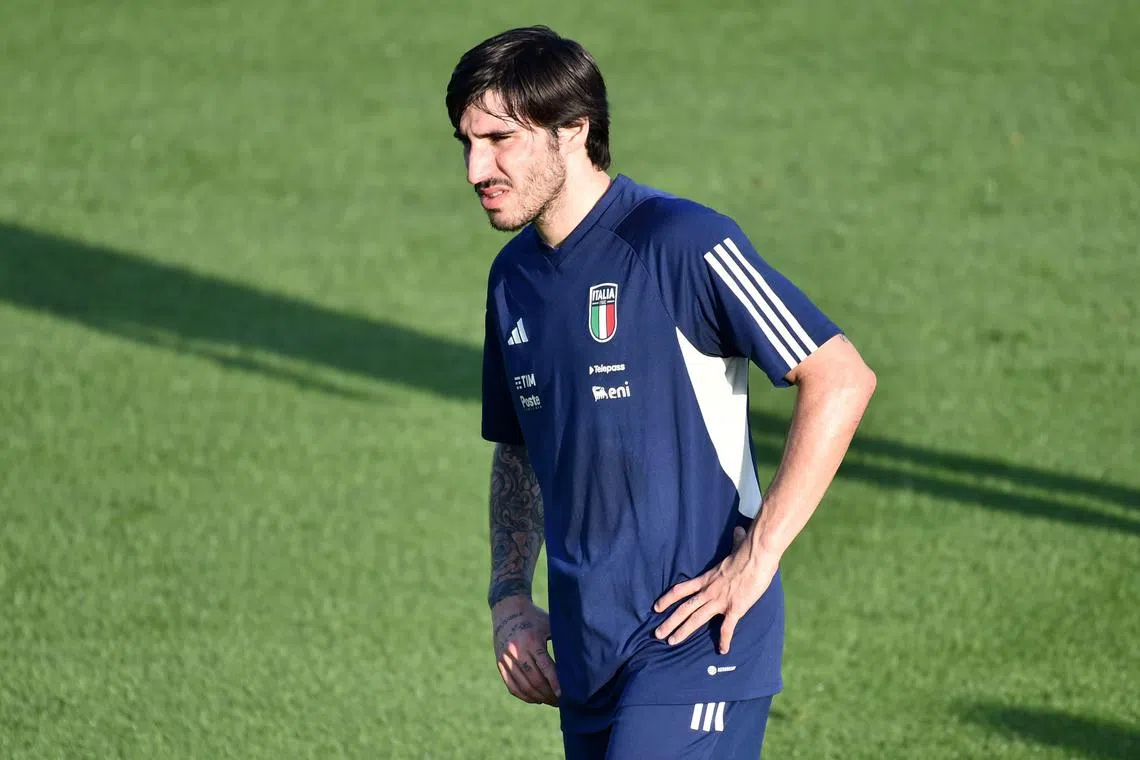 Italy's Sandro Tonali (above) and  Nicolo Zaniolo have been sent home following criminal prosecutors launching an investigation into alleged gambling offences.