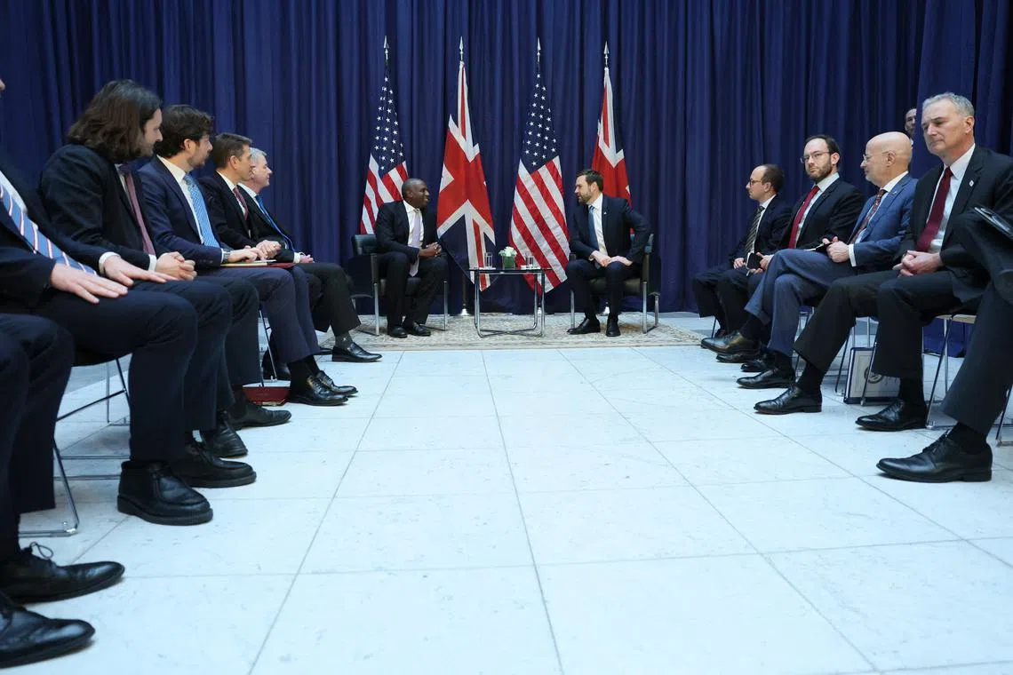 U.S. Vice President JD Vance participates in a bilateral meeting with British Foreign Minister David Lammy at the Commerzbank in Munich, Germany, February 14, 2025. REUTERS/Leah Millis