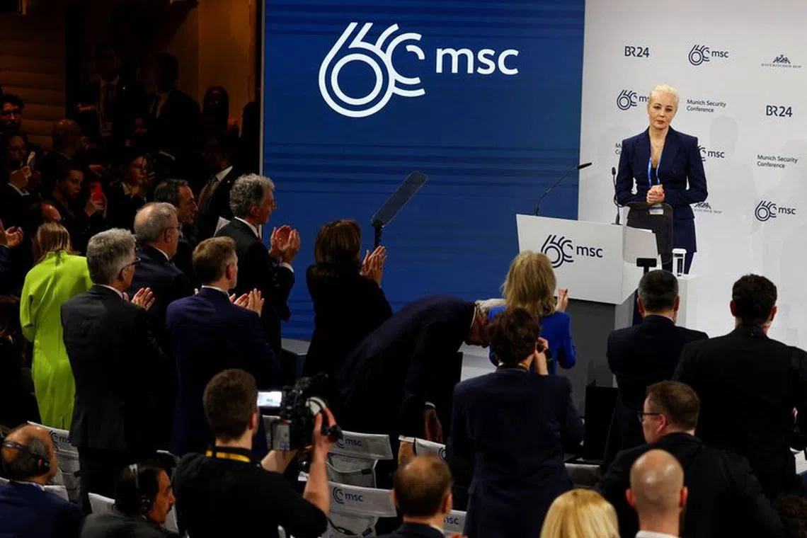 Yulia Navalnaya, wife of late Russian opposition leader Alexei Navalny, attends the Munich Security Conference (MSC), on the day it was announced that Alexei Navalny is dead by the prison service of the Yamalo-Nenets region where he had been serving his sentence, in Munich, Germany February 16, 2024. REUTERS/Kai Pfaffenbach/Pool/File photo