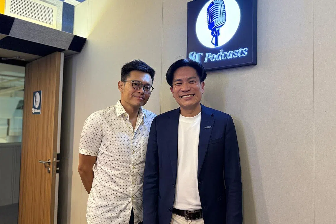 Managing director of BYD Singapore and the Philippine Mr James Ng with ST senior transport correspondent Lee Nian Tjoe in the ST podcast studio.
