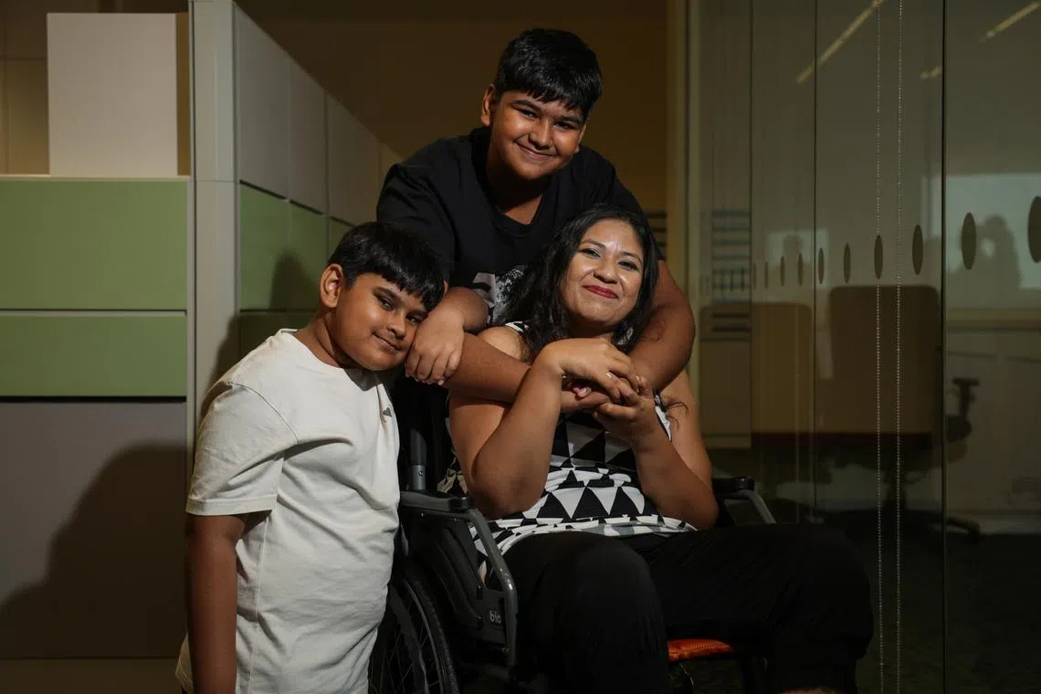 Ms Poonam Choudhary, (right) 43, a home baker; and her sons (from left): Aayansh Choudhary, 11; and Aarav Choudhary, 13.