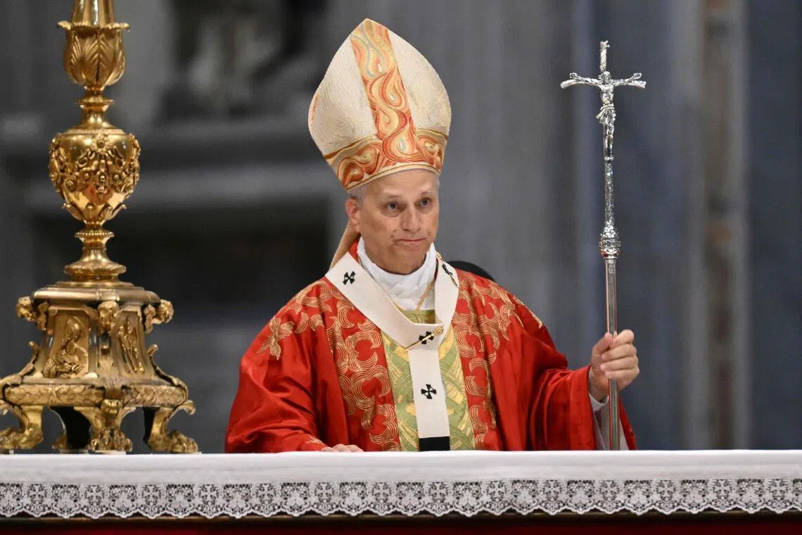 Pope Leo XIV leading a mass on the Solemnity of Saints Peter and Paul, Rome’s patron saints, at St Peter’s basilica in the Vatican on June 29.
