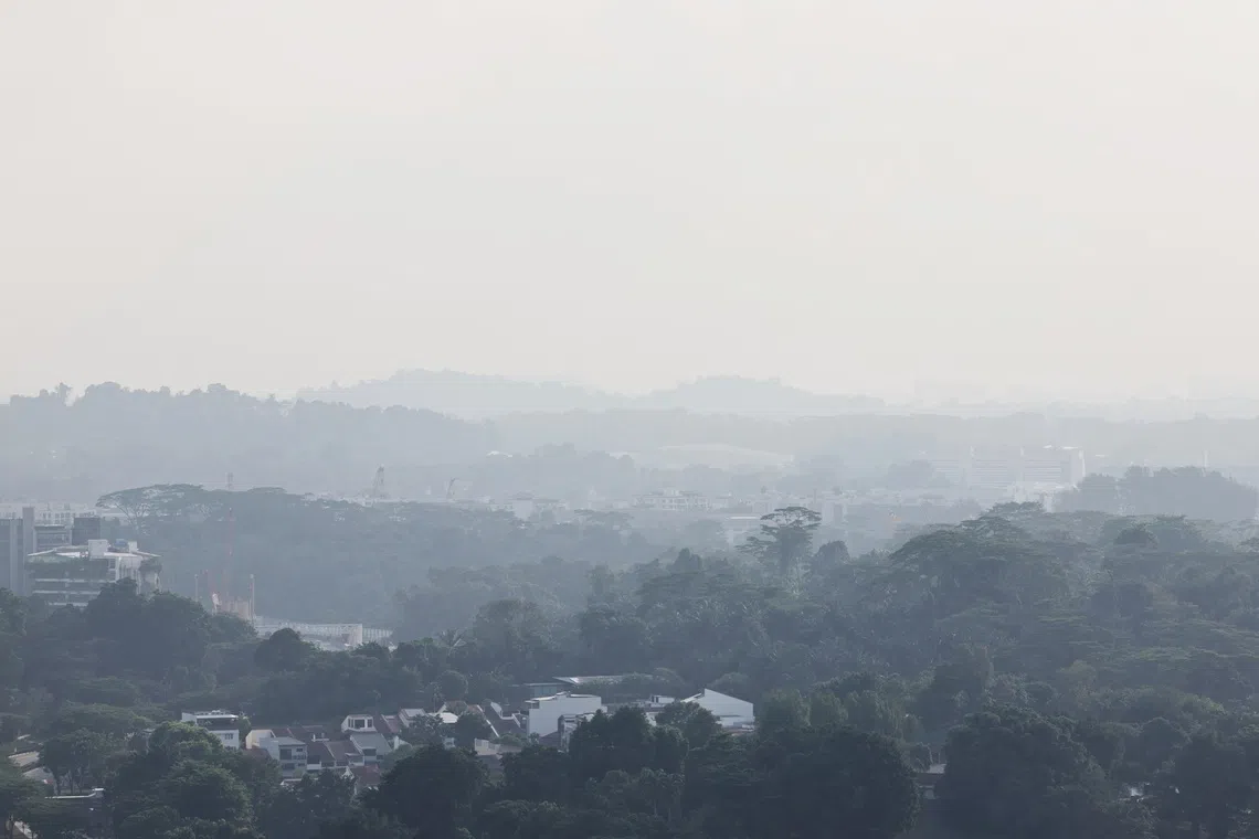 Hazy conditions seen in the central region of Singapore at about 8.30am on Aug 29.