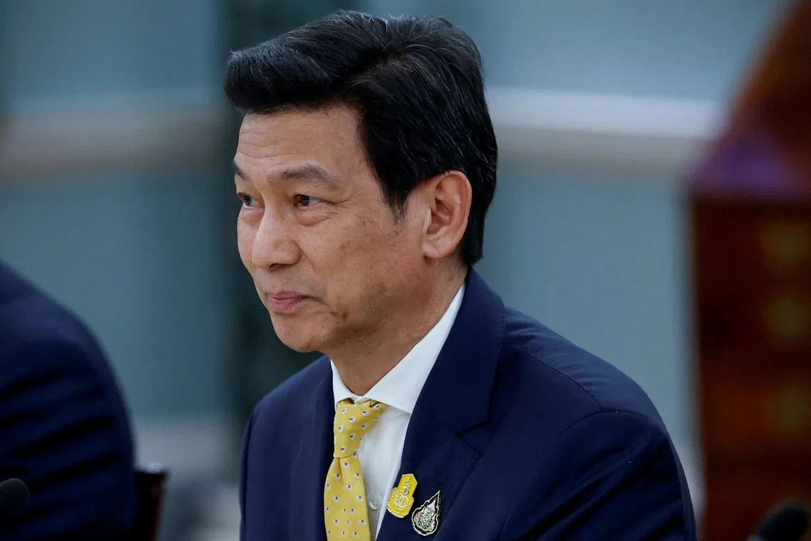 FILE PHOTO: Thai Foreign Minister Parnpree Bahiddha-Nukara meets with U.S. Secretary of State Antony Blinken at the State Department in Washington, U.S., February 12, 2024. REUTERS/Evelyn Hockstein/File Photo