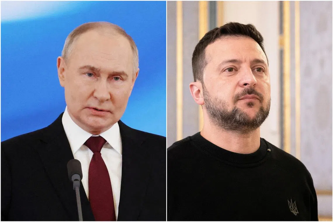 Russian President Vladimir Putin (left) said Mr Volodymyr Zelensky's status was problematic.