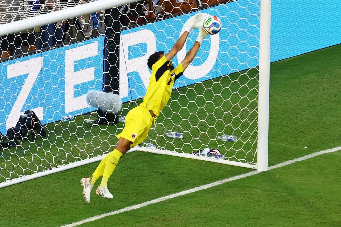Soccer Football - FIFA World Cup 2026 - Round of 32 - Argentina v Cape Verde - Miami Stadium, Miami Gardens, Florida, U.S. - July 3, 2026 Cape Verde's Vozinha makes a save REUTERS/Marco Bello