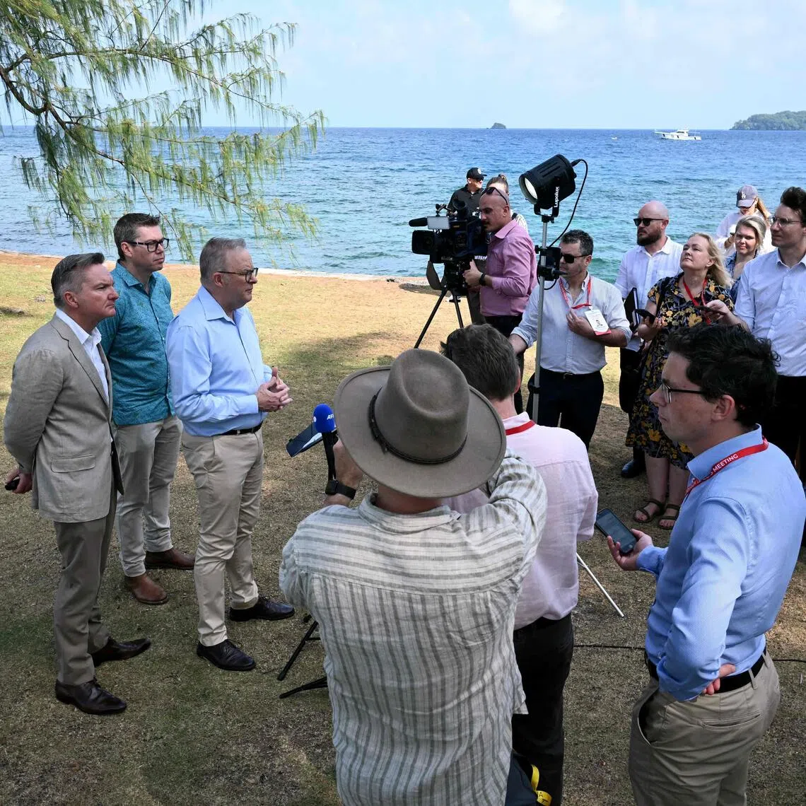 Australia’s PM Anthony Albanese speaking during a press conference at the 55th Pacific Islands Forum Leaders Meeting in the capital city of Koror in Palau on Sept 1.