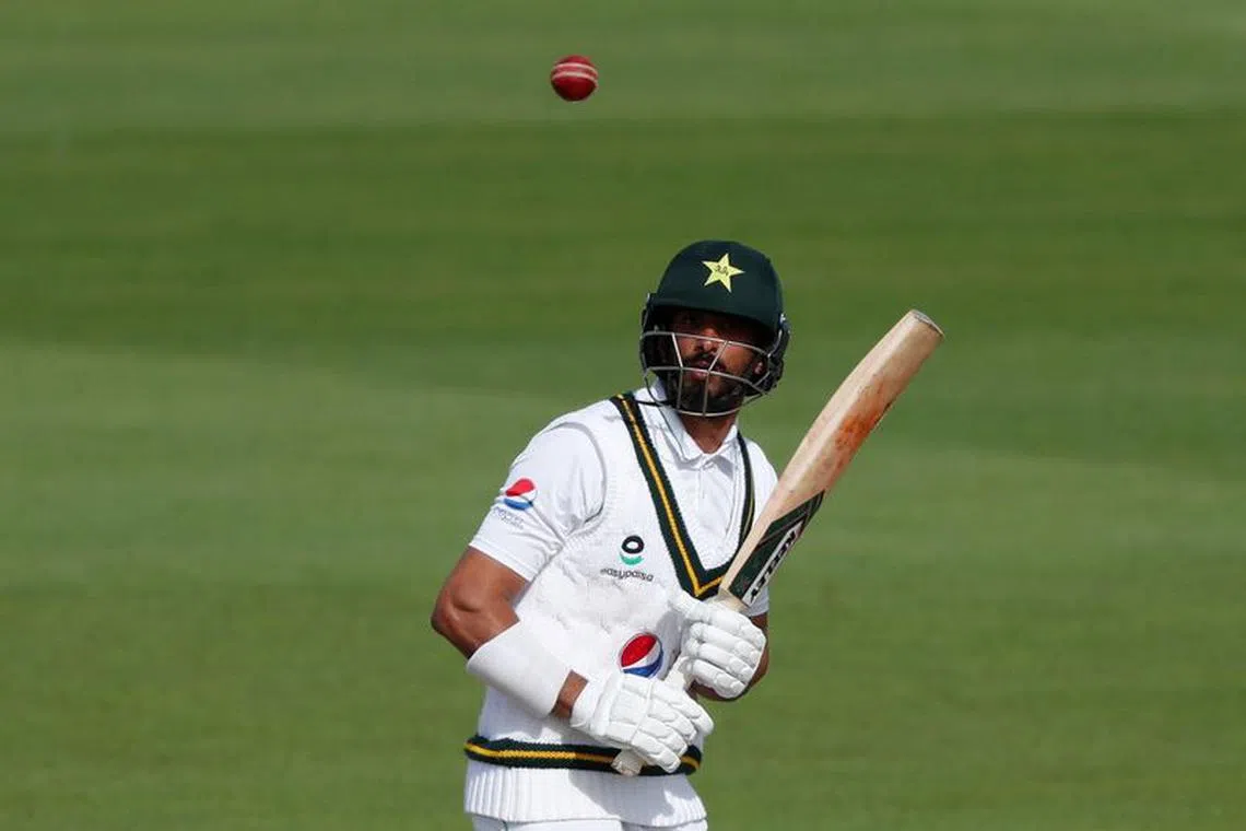 FILE PHOTO: Cricket - Third Test - England v Pakistan - Ageas Bowl, Southampton, Britain - August 24, 2020  Pakistan's Shan Masood in action, as play resumes behind closed doors following the outbreak of the coronavirus disease (COVID-19)  Mike Hewitt/Pool via REUTERS/File Photo