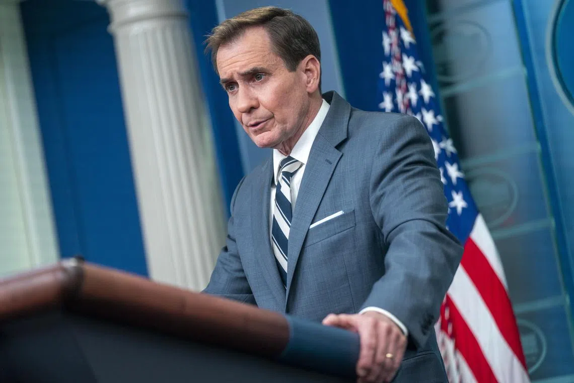 Coordinator for Strategic Communications at the National Security Council John Kirby responds to a question from the news media during the daily briefing at the White House in Washington, DC, USA, 02 March 2023. Kirby responded to questions on Secretary Blinken's meeting with Russian Foreign Minister Sergey Lavrov.  EPA-EFE/SHAWN THEW / POOL