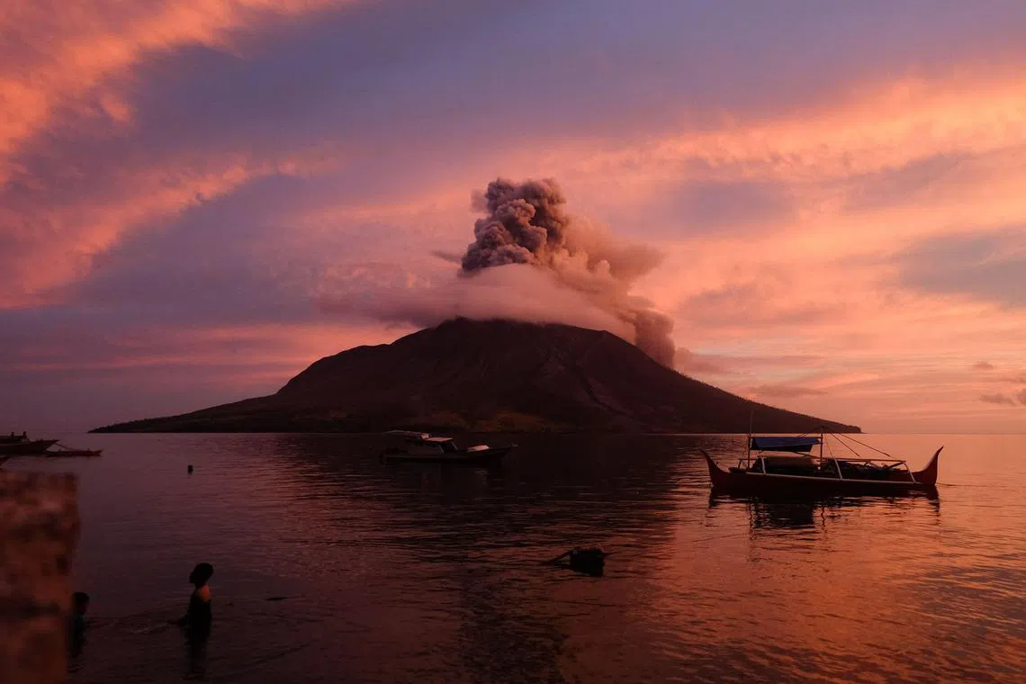 Mount Ruang volcano erupts in Sitaro, North Sulawesi, on April 19, 2024. 