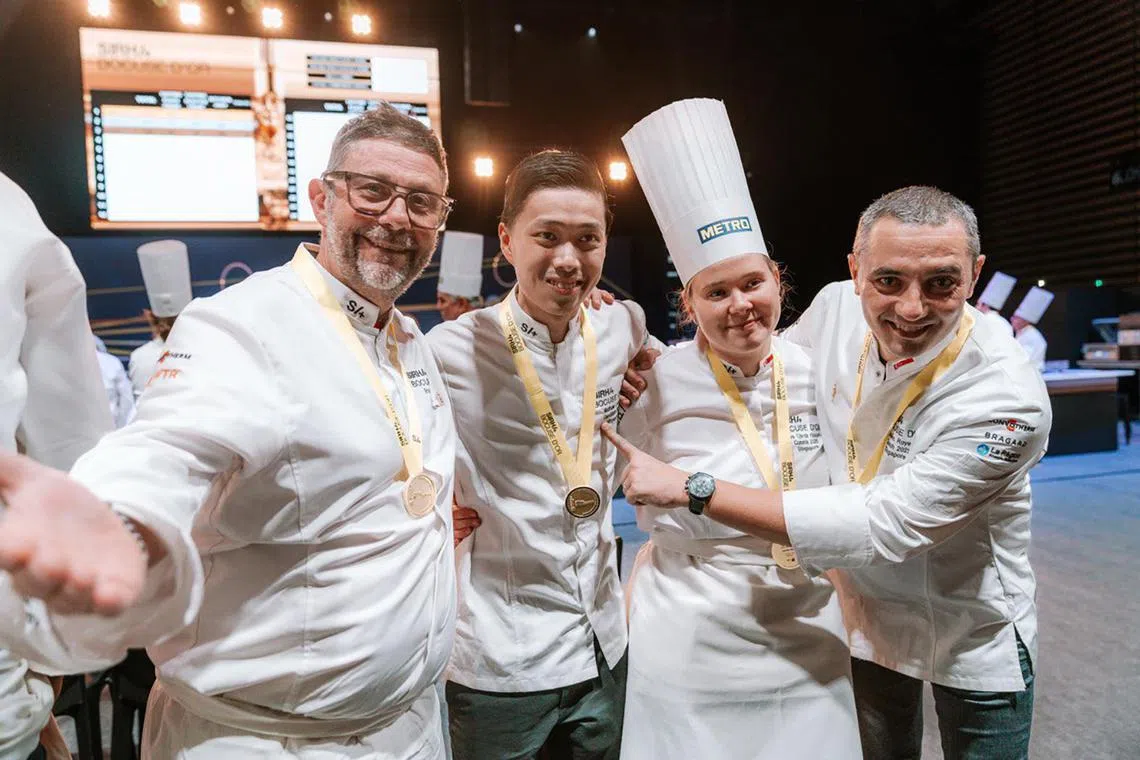 (From left) Team Singapore president Bruno Menard, chef Mathew Leong, commis Synva Knapstad Gjerde and coach Julien Royer. 