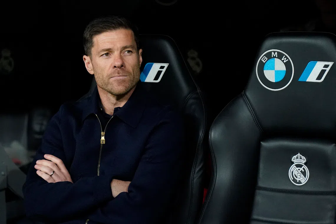 Soccer Football - LaLiga - Real Madrid v Celta Vigo - Santiago Bernabeu, Madrid, Spain - December 7, 2025 Real Madrid coach Xabi Alonso looks on before the match REUTERS/Ana Beltran