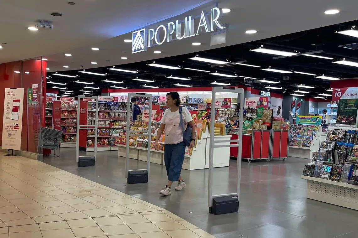 ST20230609_202382256664: Gin Tay/ alpopular09b/ Amanda Lee Gui Ping/

Interior of popular book store and products on display at Toa Payoh HDB hub on June 9, 2023.